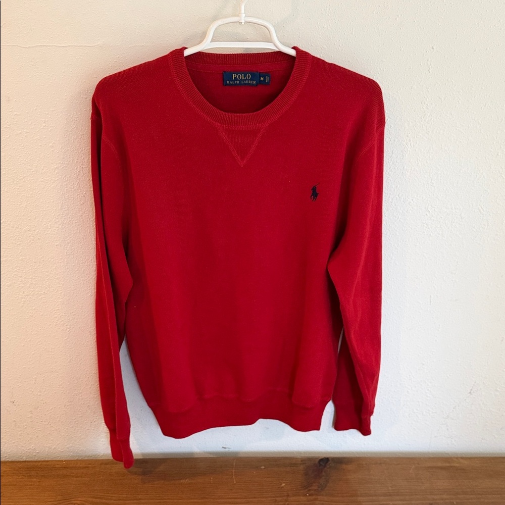 Polo by Ralph Lauren Red Crewneck Sweater with Navy Pony